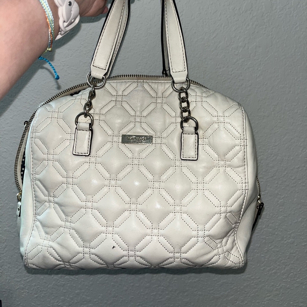 Kate Spade Cream Quilted Handbag with Adjustable Crossbody Strap